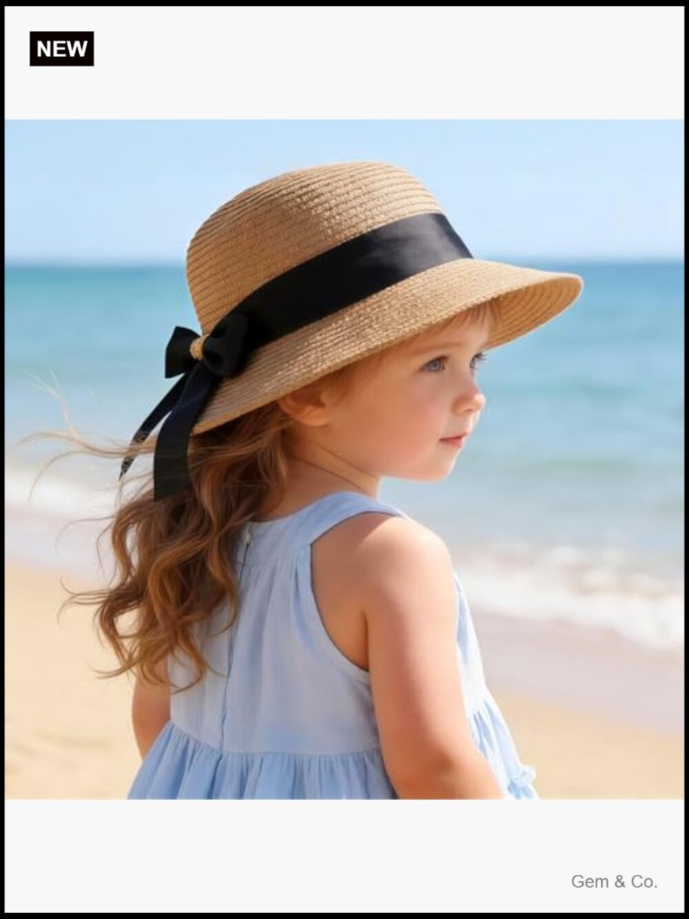 Wide Brim Straw Sun Hat Foldable Floppy with Bowknot and Chin Strap - Picture 5 of 7